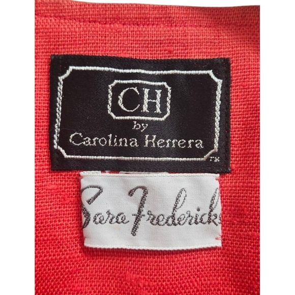 VINTAGE 80s CAROLINA HERRERA Designer suit Linen Size 6 - Picture 10 of 16